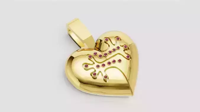 3D GOLD HEART PENDANT 