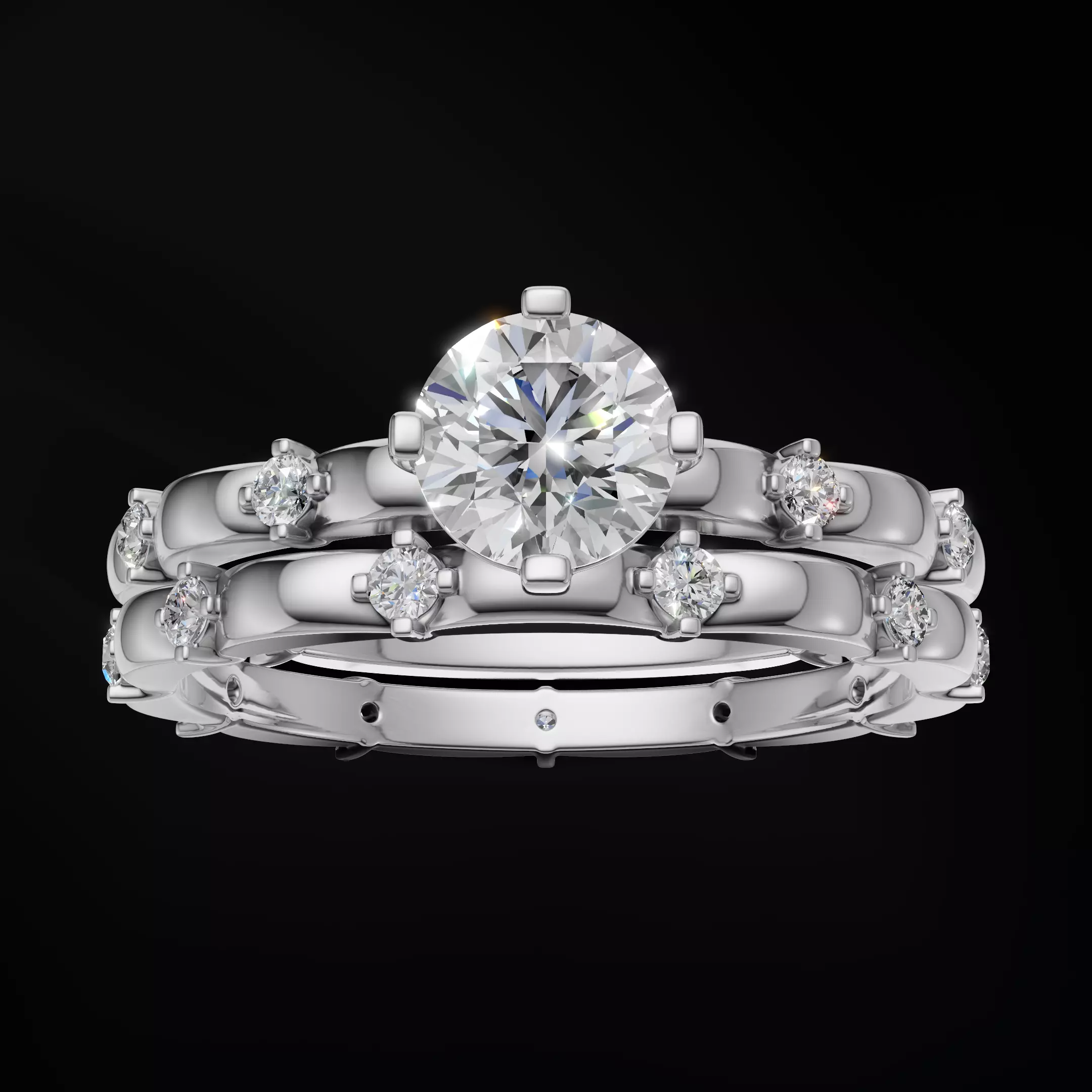 Elegant Scalloped Diamond Eternity Band Ring 3D Model  3D print model_18