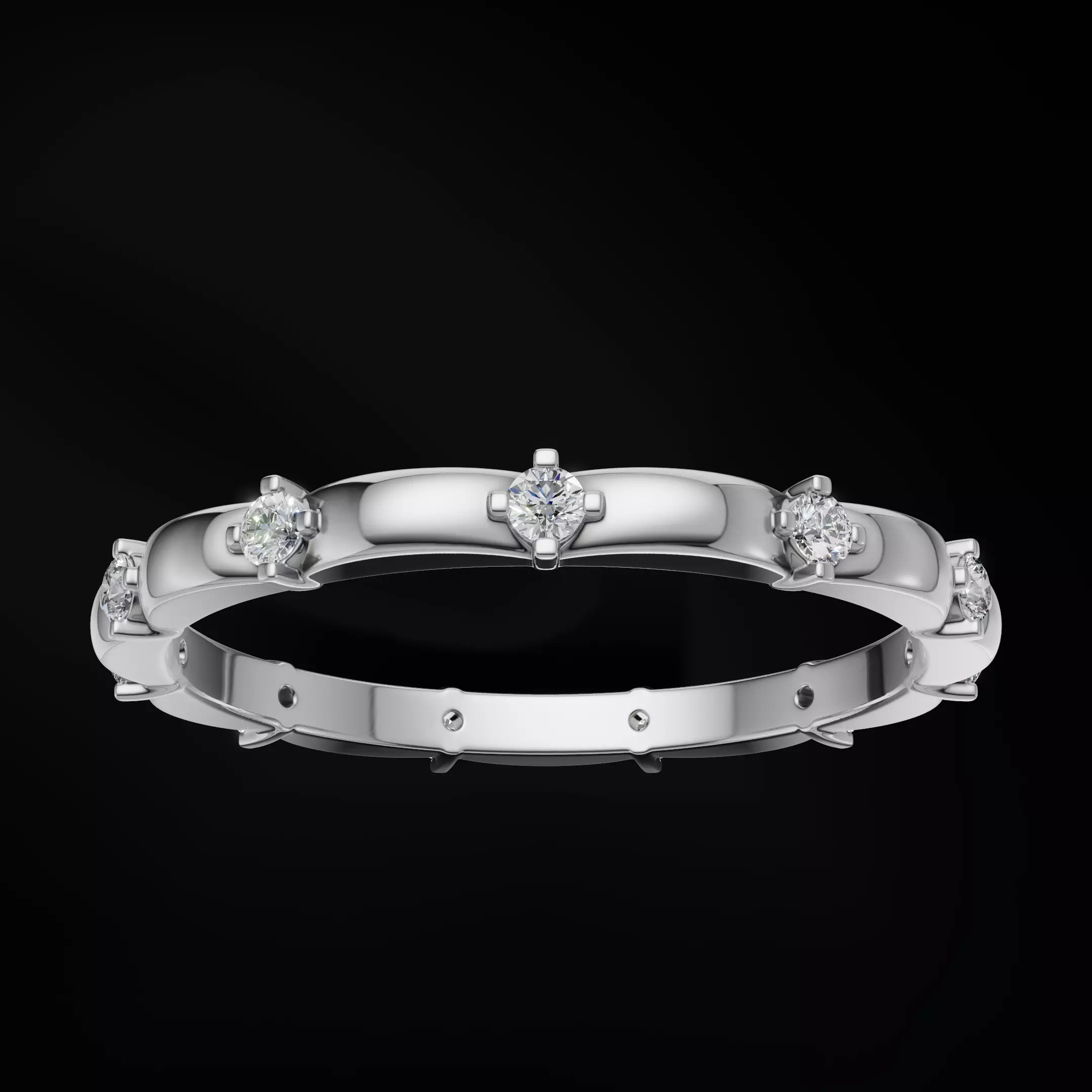 Elegant Scalloped Diamond Eternity Band Ring 3D Model  3D print model_12