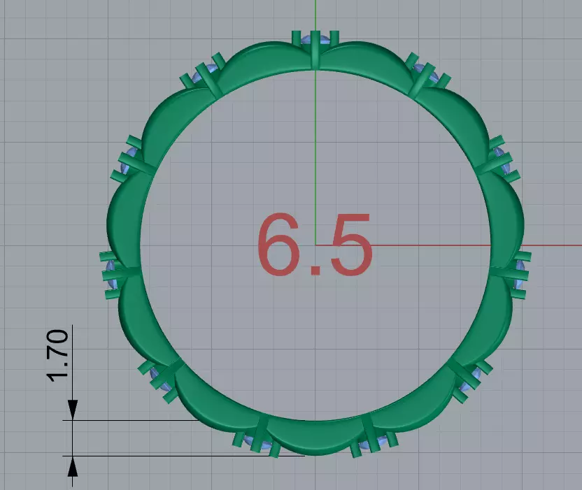 Elegant Scalloped Diamond Eternity Band Ring 3D Model  3D print model_1