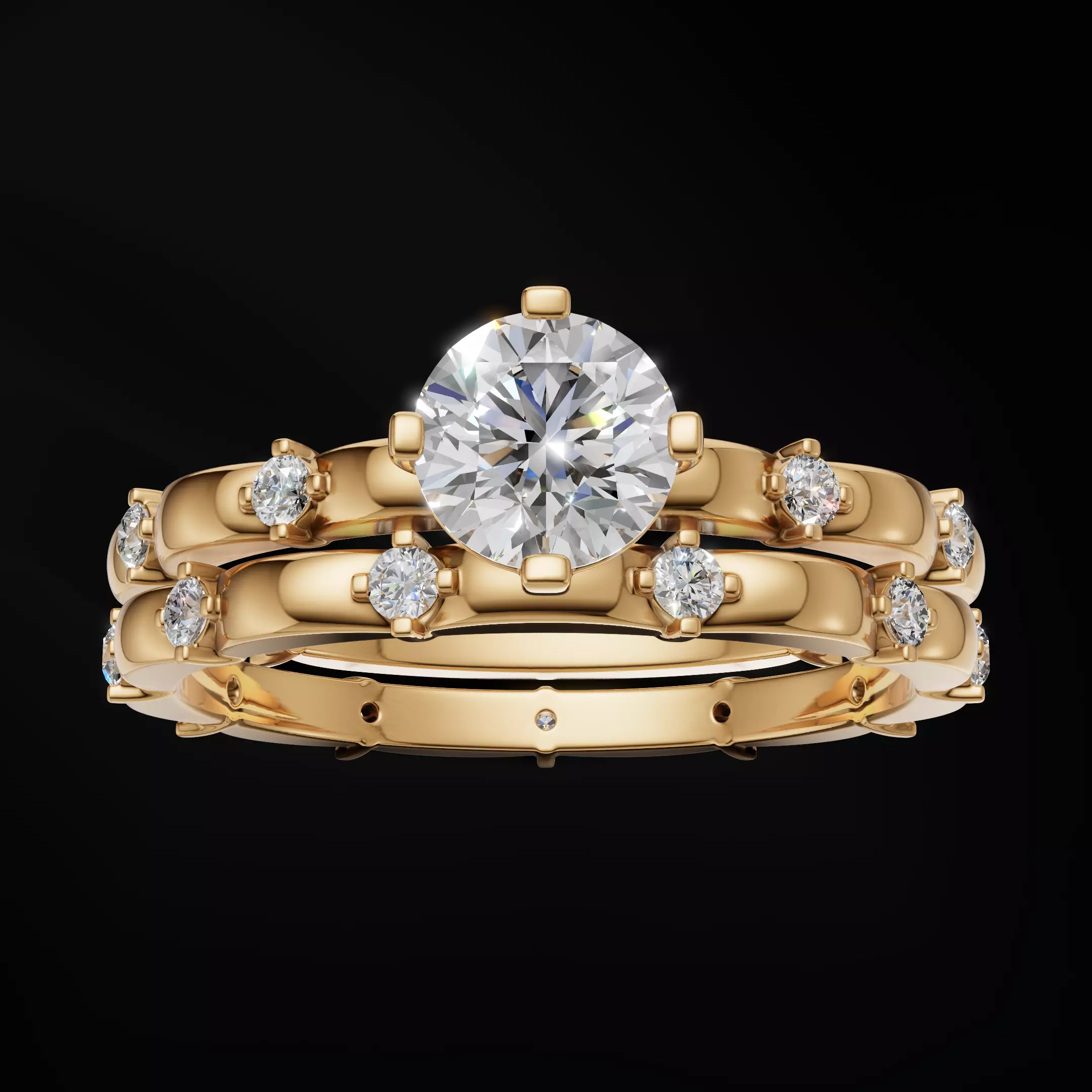 Elegant Scalloped Diamond Eternity Band Ring 3D Model  3D print model_19