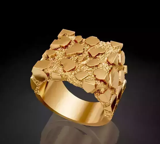 Nugget ring silver gold jewelry printable model design 3d model 3D print model