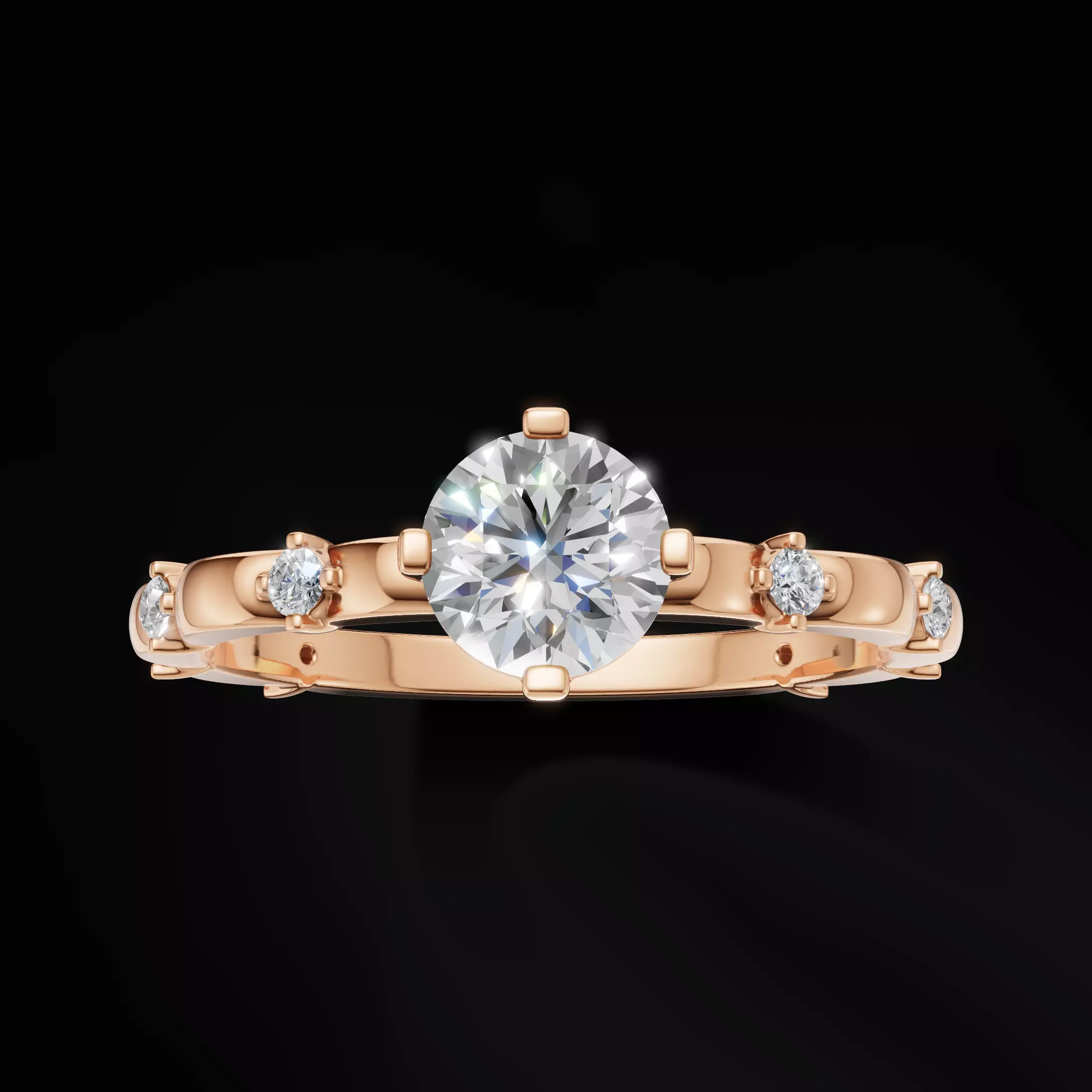 Scalloped Engagement Ring Matching Eternity Band Customizable 3D Model Collection_36