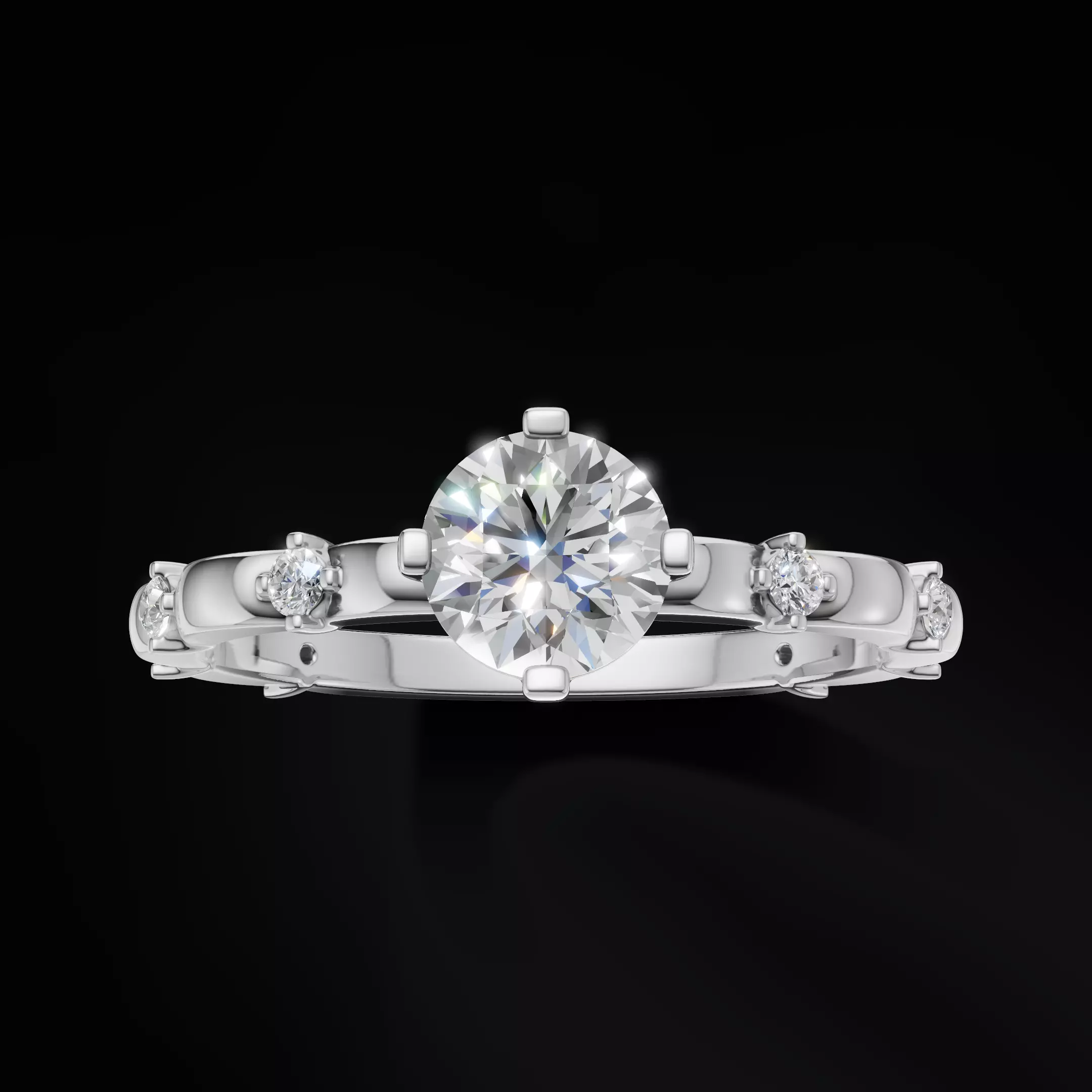 Scalloped Engagement Ring Matching Eternity Band Customizable 3D Model Collection_34