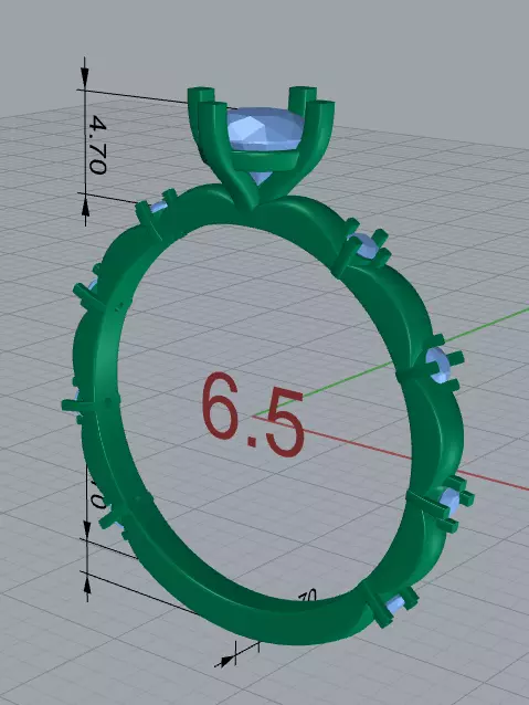 Scalloped Engagement Ring Matching Eternity Band Customizable 3D Model Collection_4