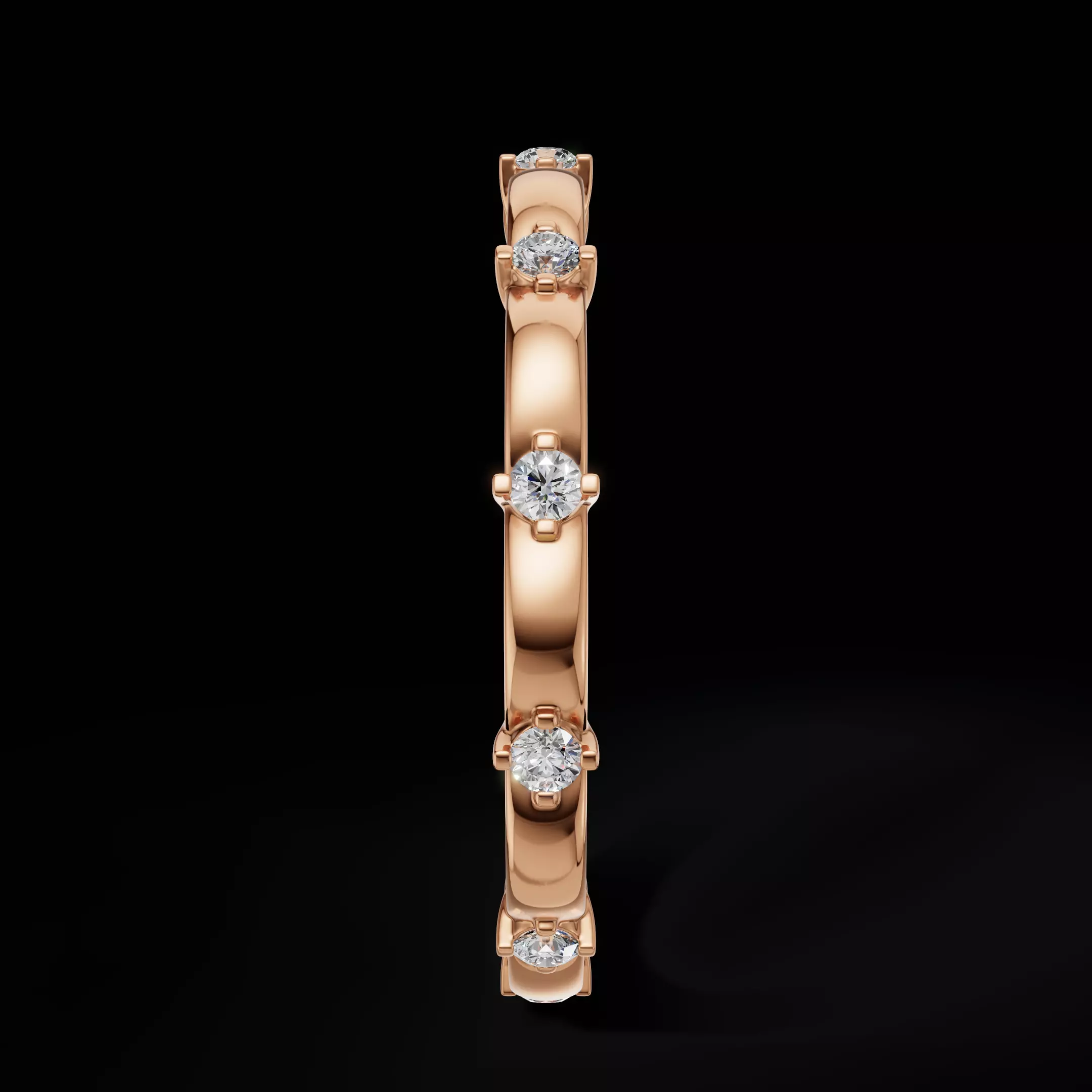 Scalloped Engagement Ring Matching Eternity Band Customizable 3D Model Collection_14