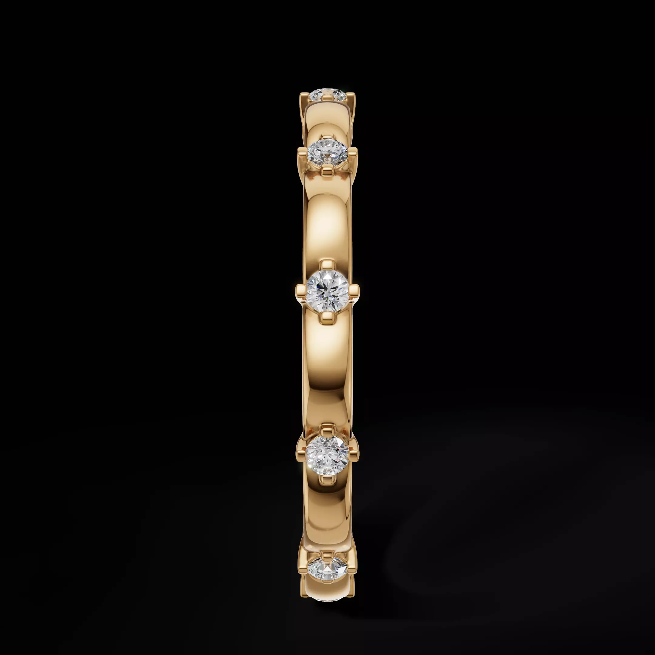 Scalloped Engagement Ring Matching Eternity Band Customizable 3D Model Collection_16