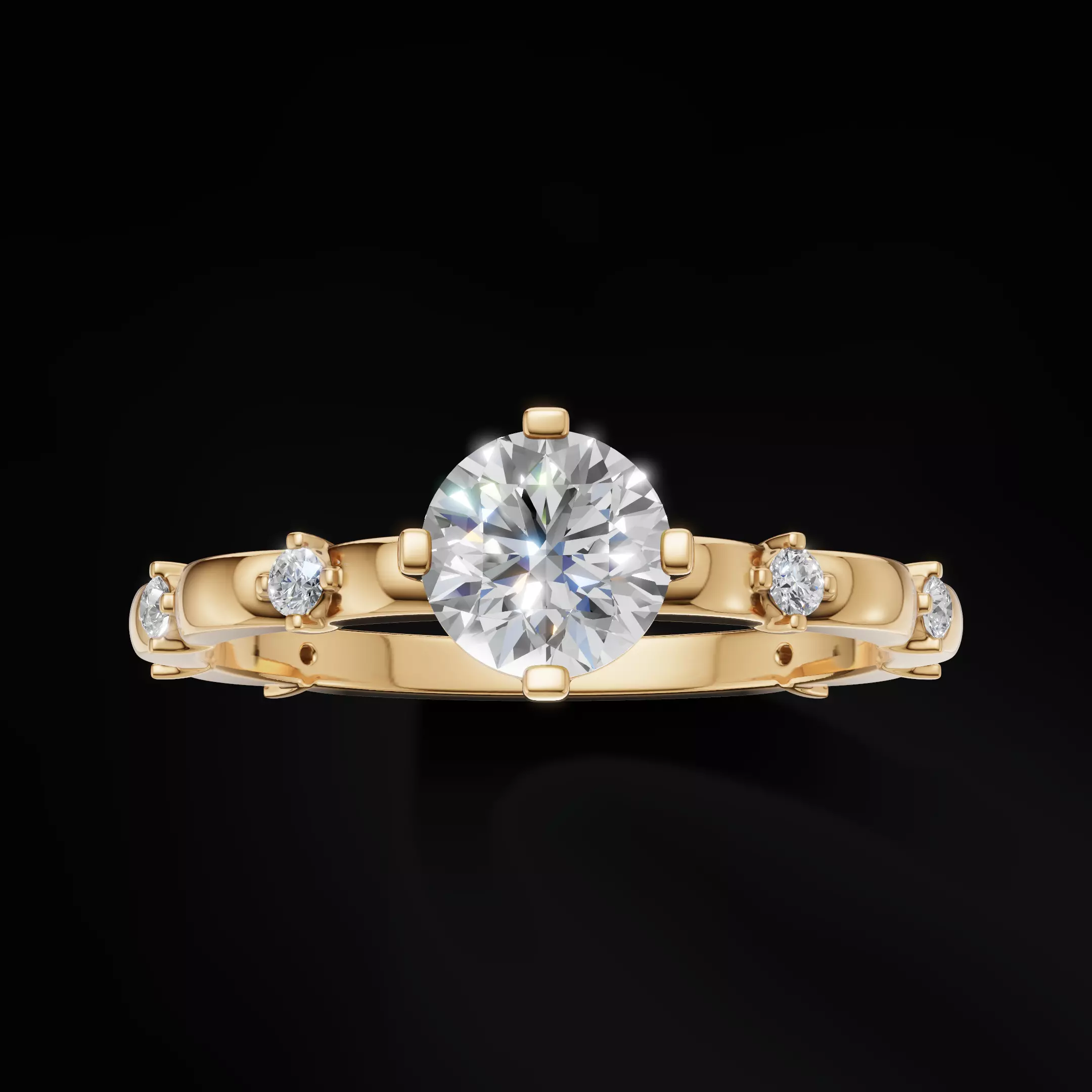 Scalloped Engagement Ring Matching Eternity Band Customizable 3D Model Collection_35