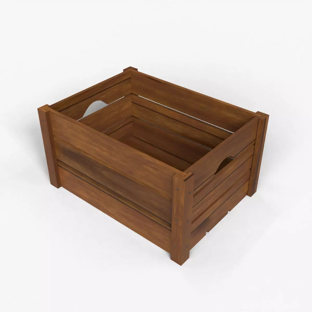 Open Wooden crate Low-poly 3D model_5