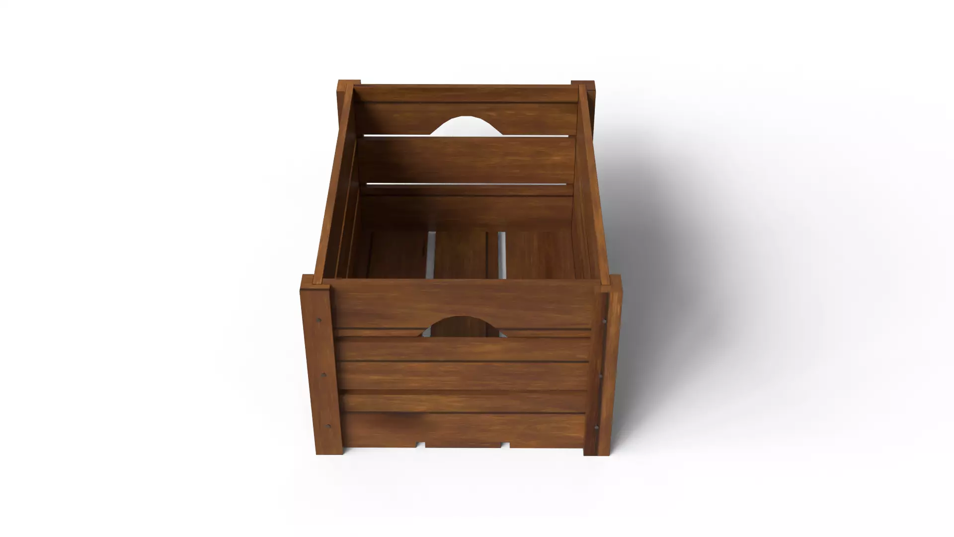 Open Wooden crate Low-poly 3D model_2