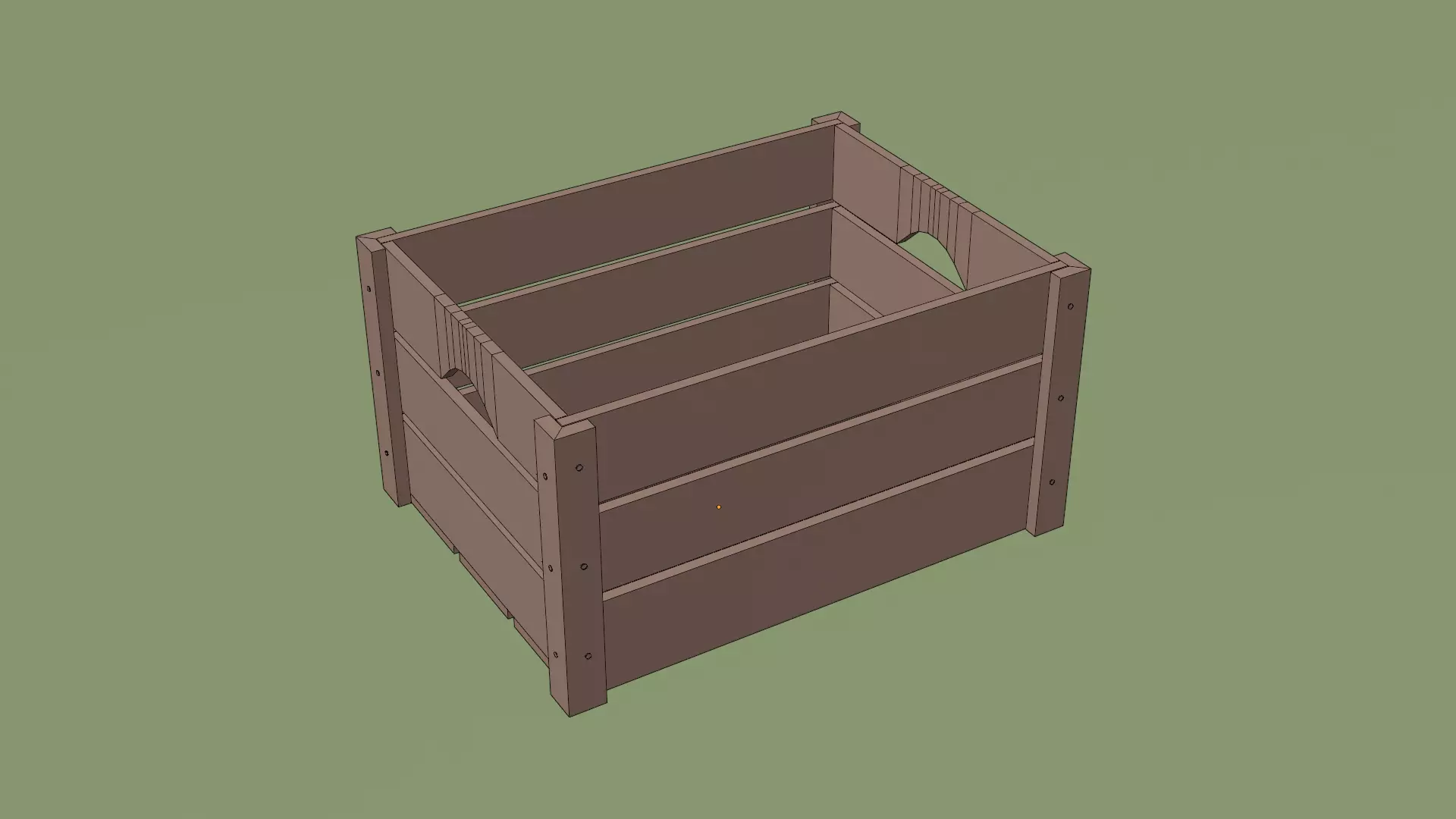 Open Wooden crate Low-poly 3D model_8