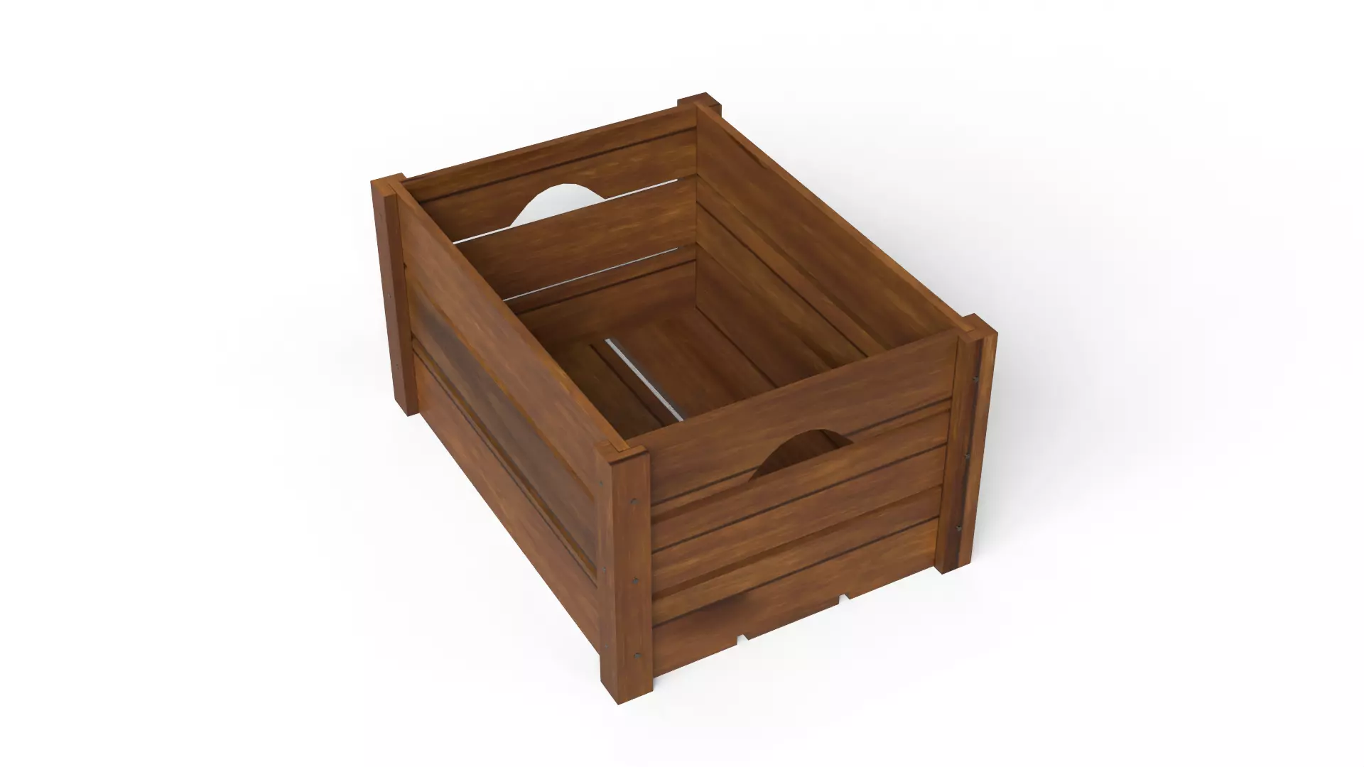 Open Wooden crate Low-poly 3D model_1