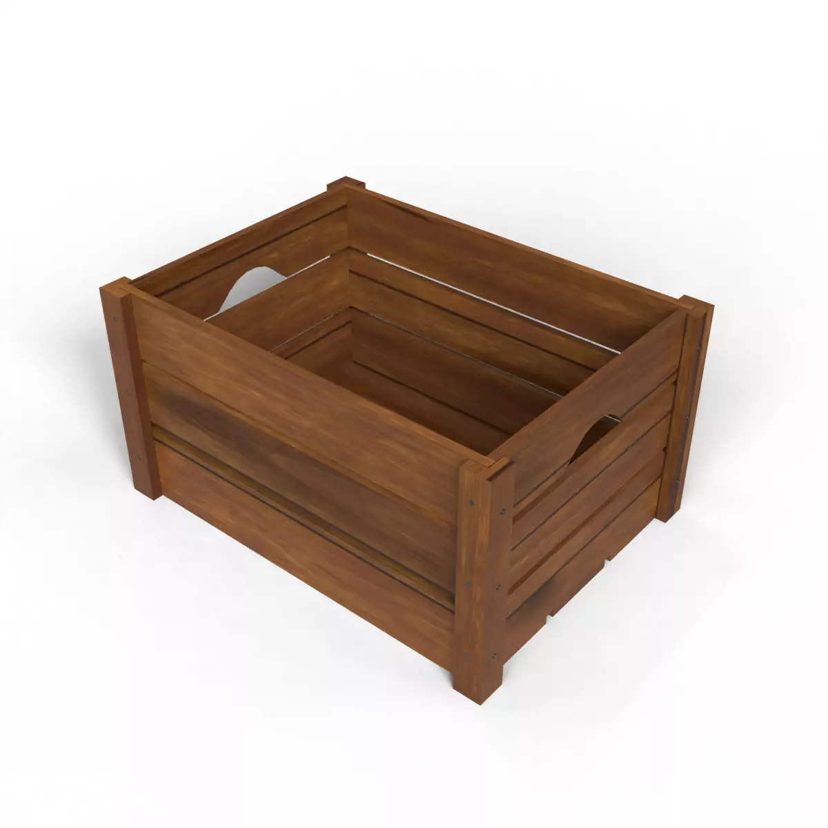 Open Wooden crate Low-poly 3D model_6