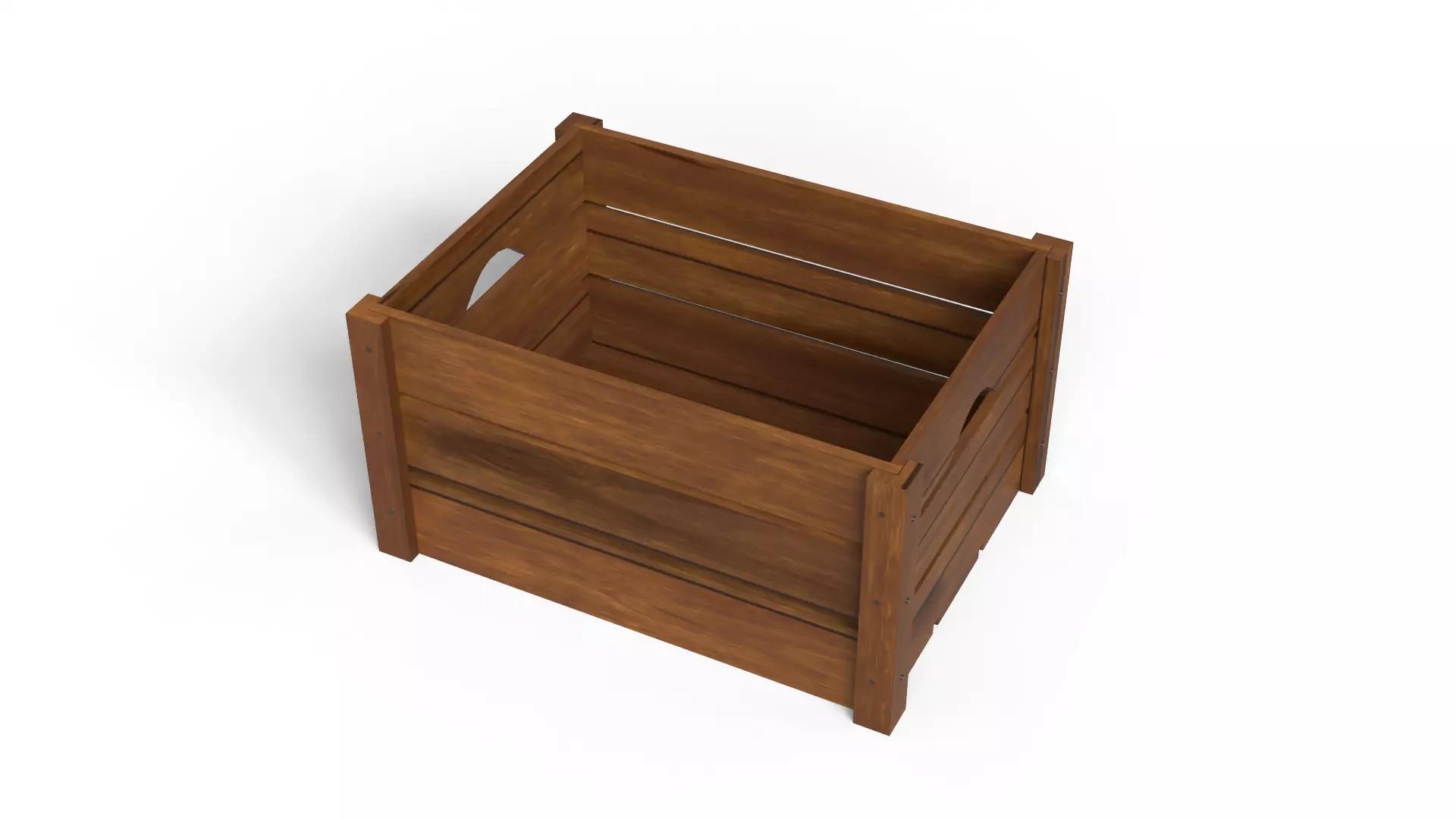 Open Wooden crate Low-poly 3D model_0
