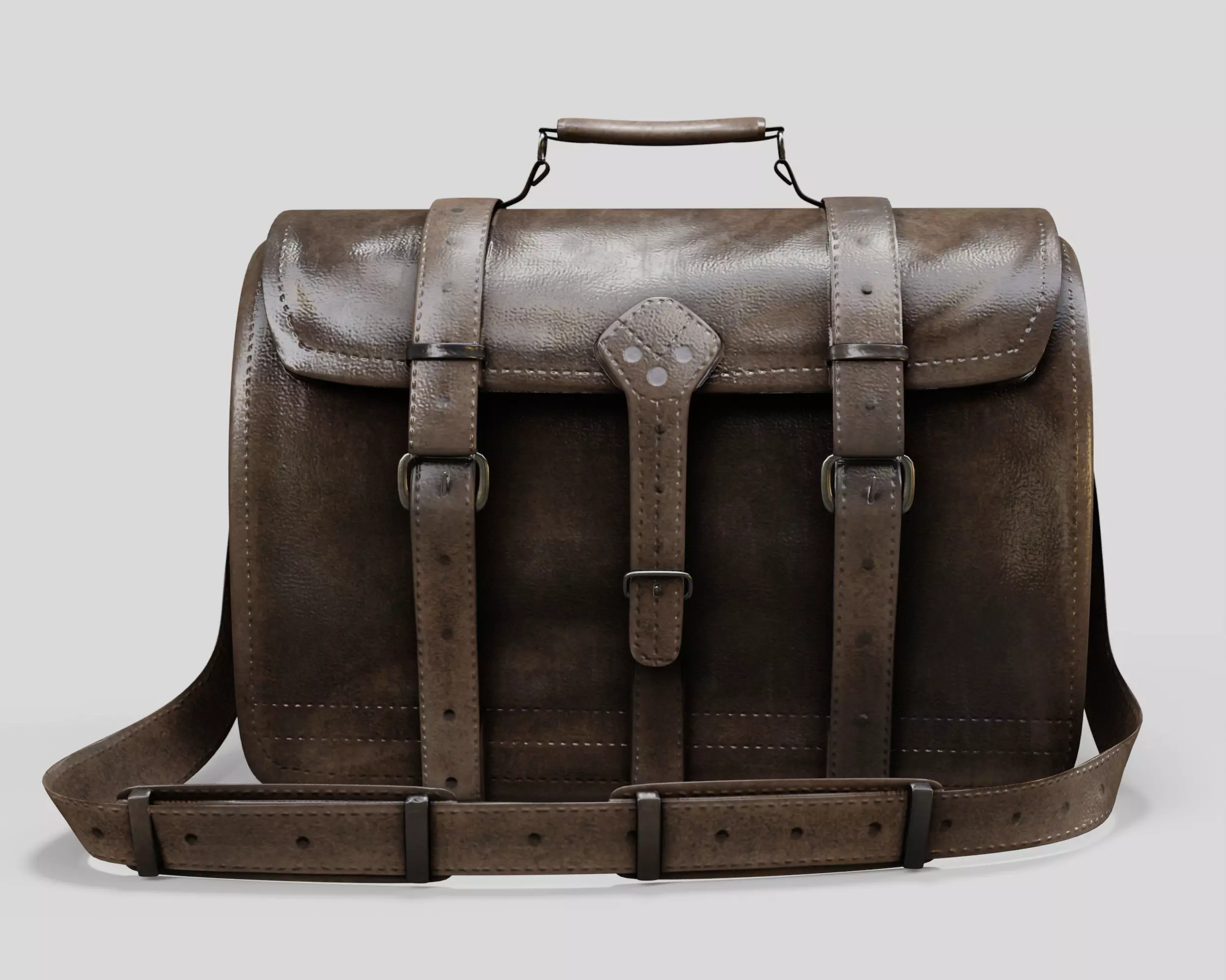 Leather Laptop Bag-Briefcase  Low-poly 3D model_0