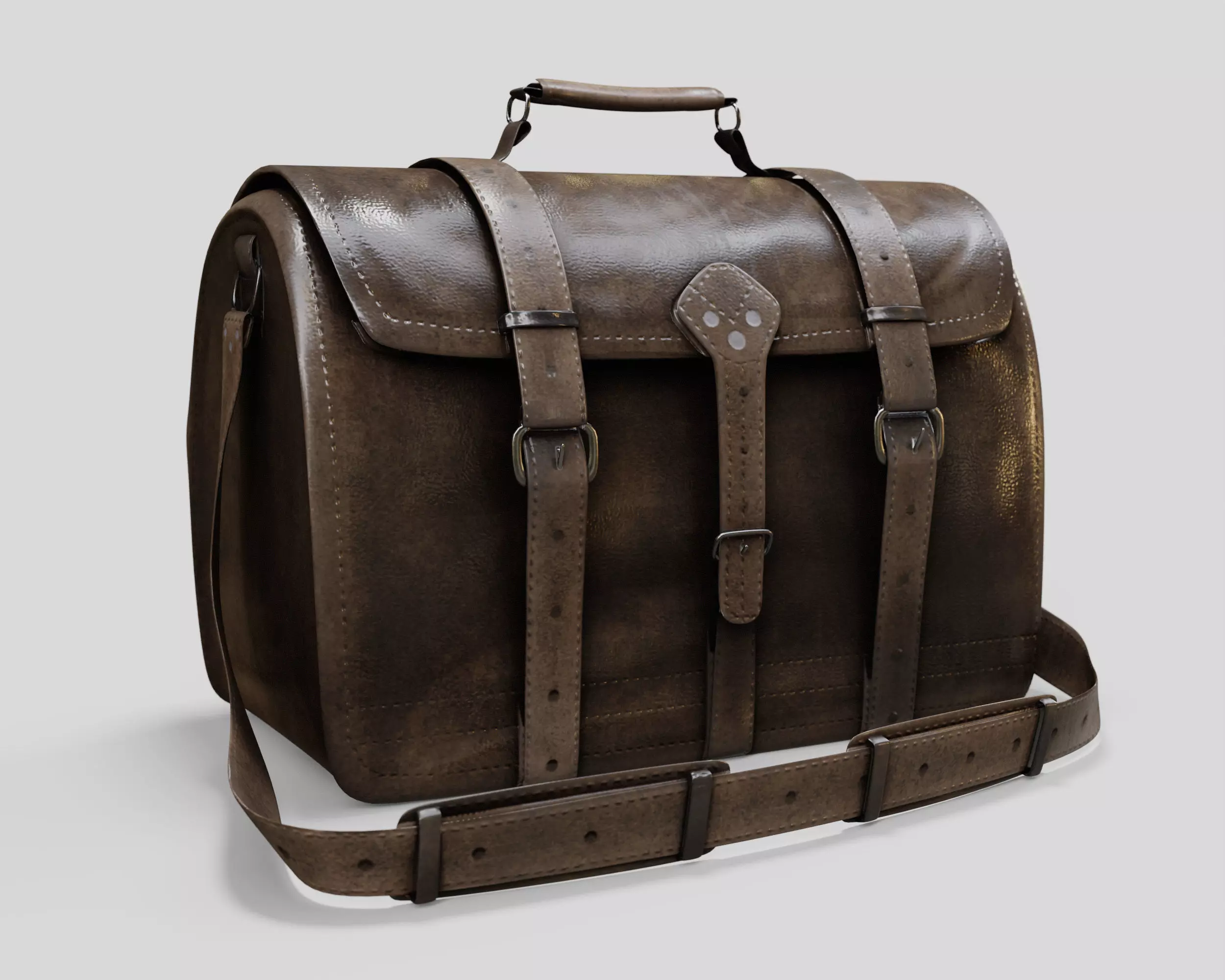 Leather Laptop Bag-Briefcase  Low-poly 3D model_3