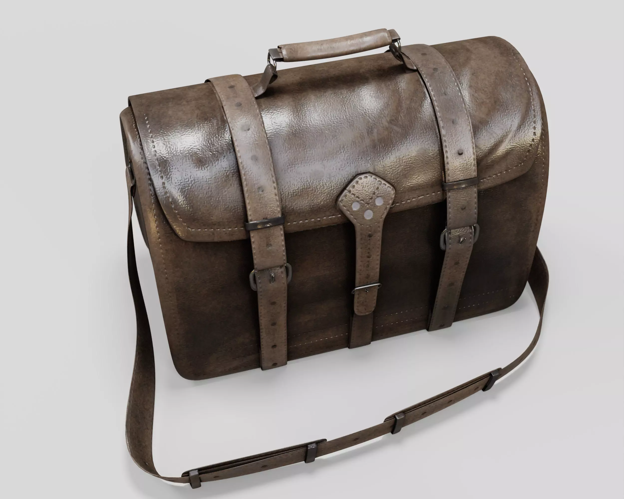 Leather Laptop Bag-Briefcase  Low-poly 3D model_6