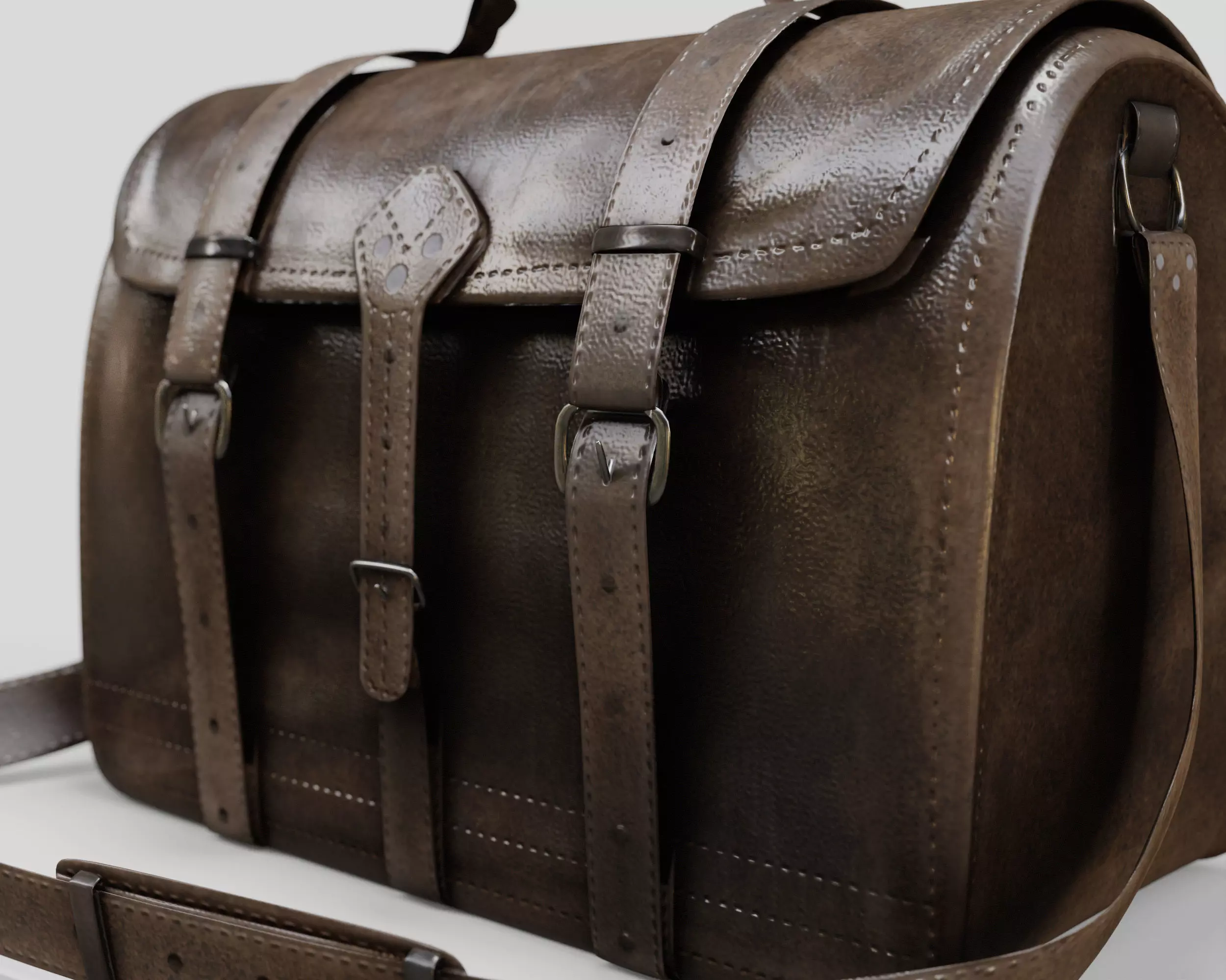 Leather Laptop Bag-Briefcase  Low-poly 3D model_4