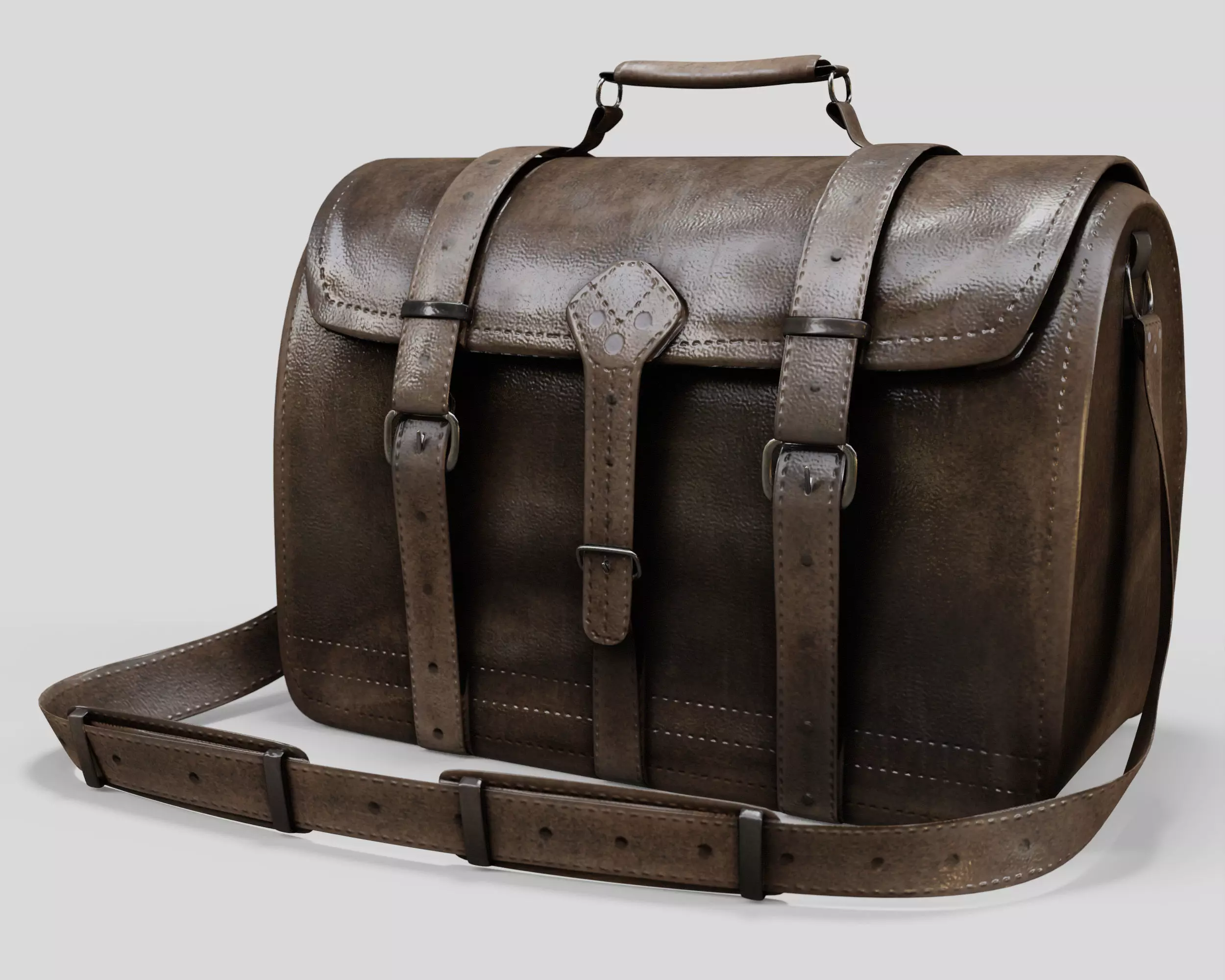 Leather Laptop Bag-Briefcase  Low-poly 3D model_2