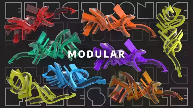 Modular 3D Graffiti Art Abstract Element Flow
