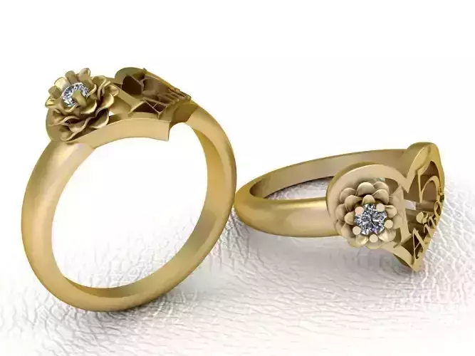 3D GOLD HEART RING