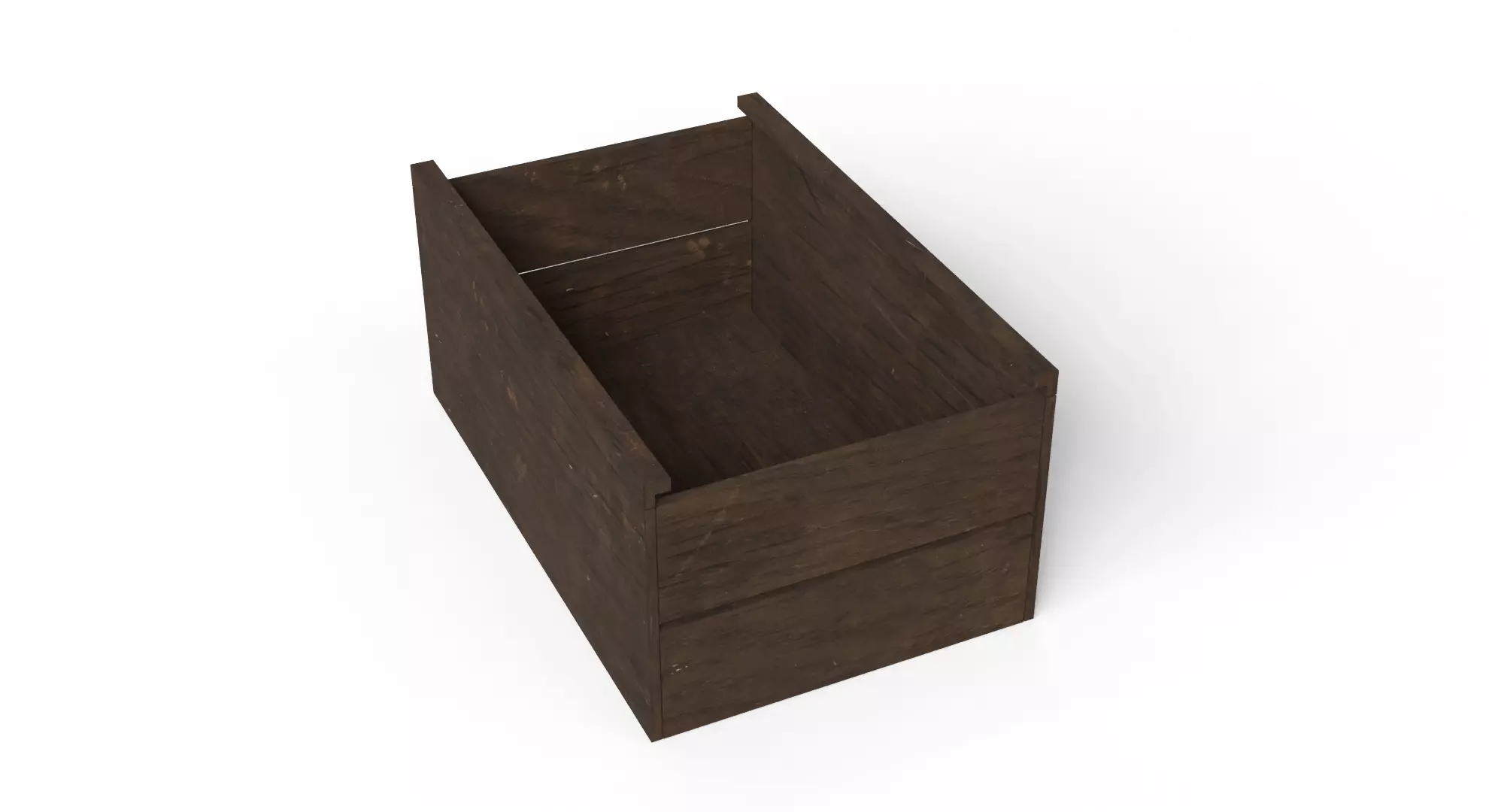 Open wooden Crate Low-poly 3D model_1