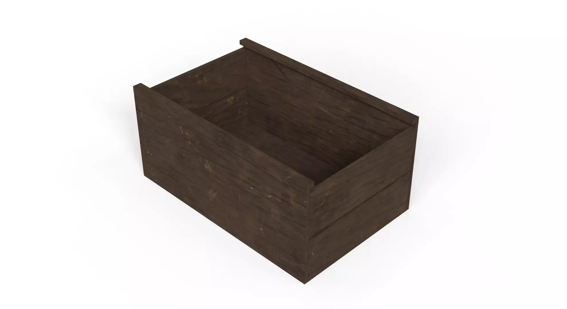 Open wooden Crate Low-poly 3D model_0