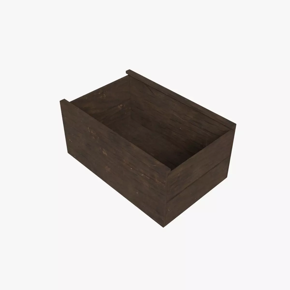 Open wooden Crate Low-poly 3D model_5