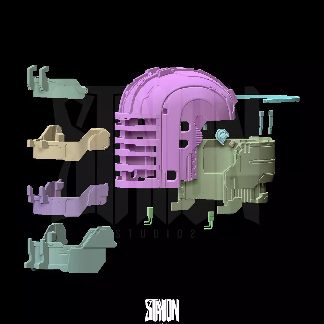 Dead Space Remake Inspired Level 3 Helmet 3D Printable File 3D print model_6