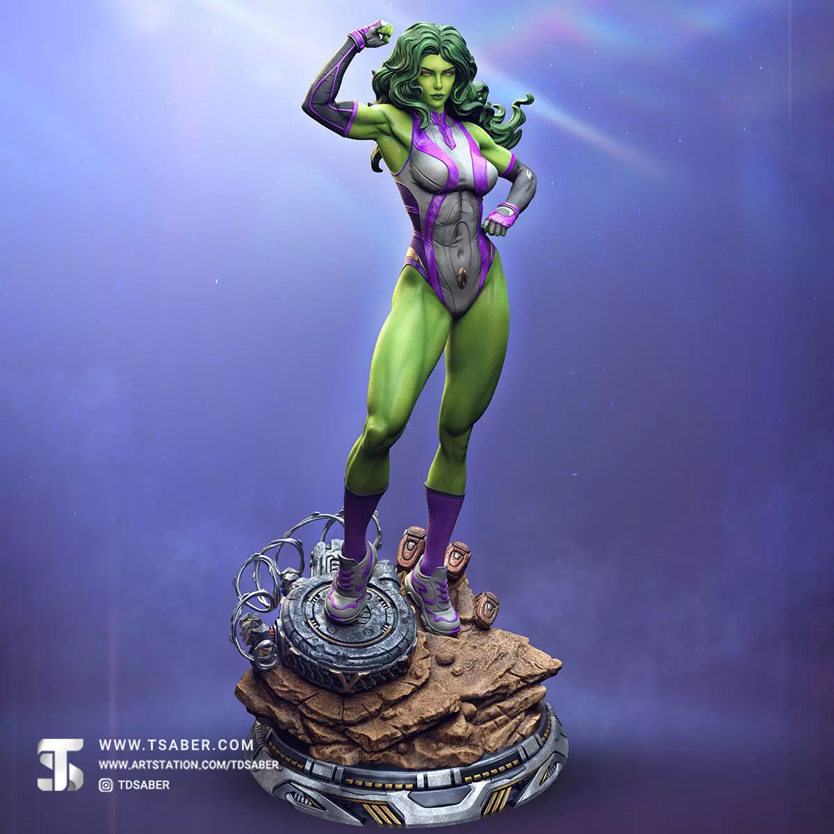 She-Hulk Statue 3D print model_6