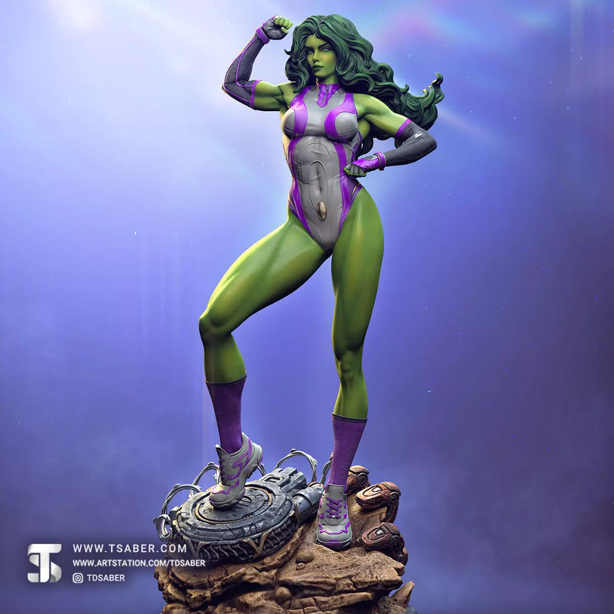 She-Hulk Statue 3D print model_8