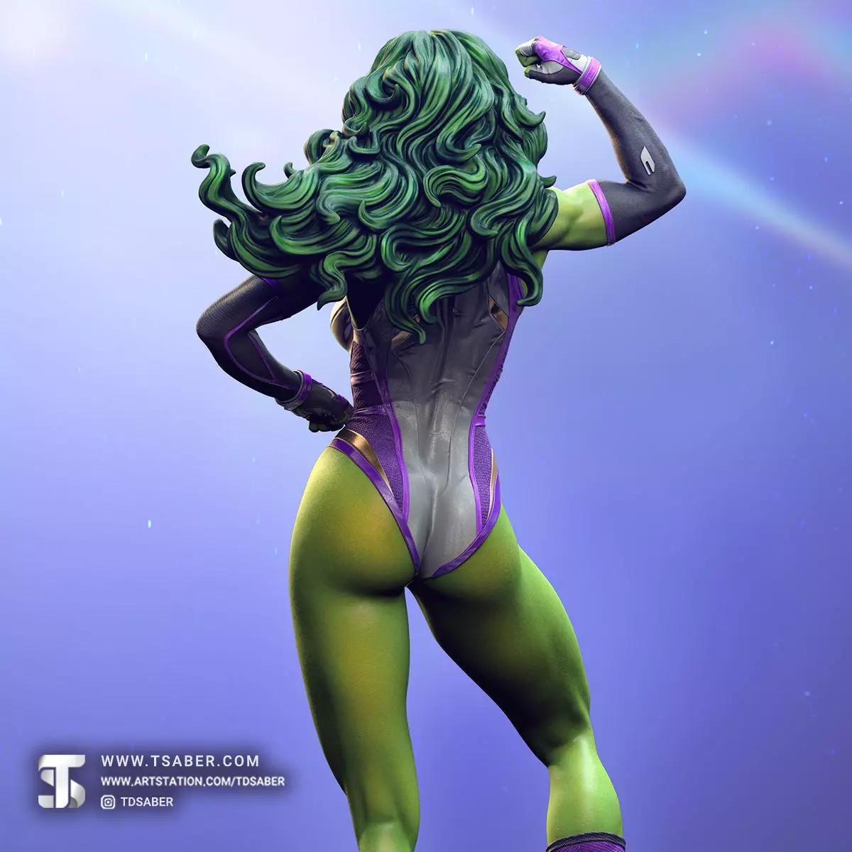 She-Hulk Statue 3D print model_10