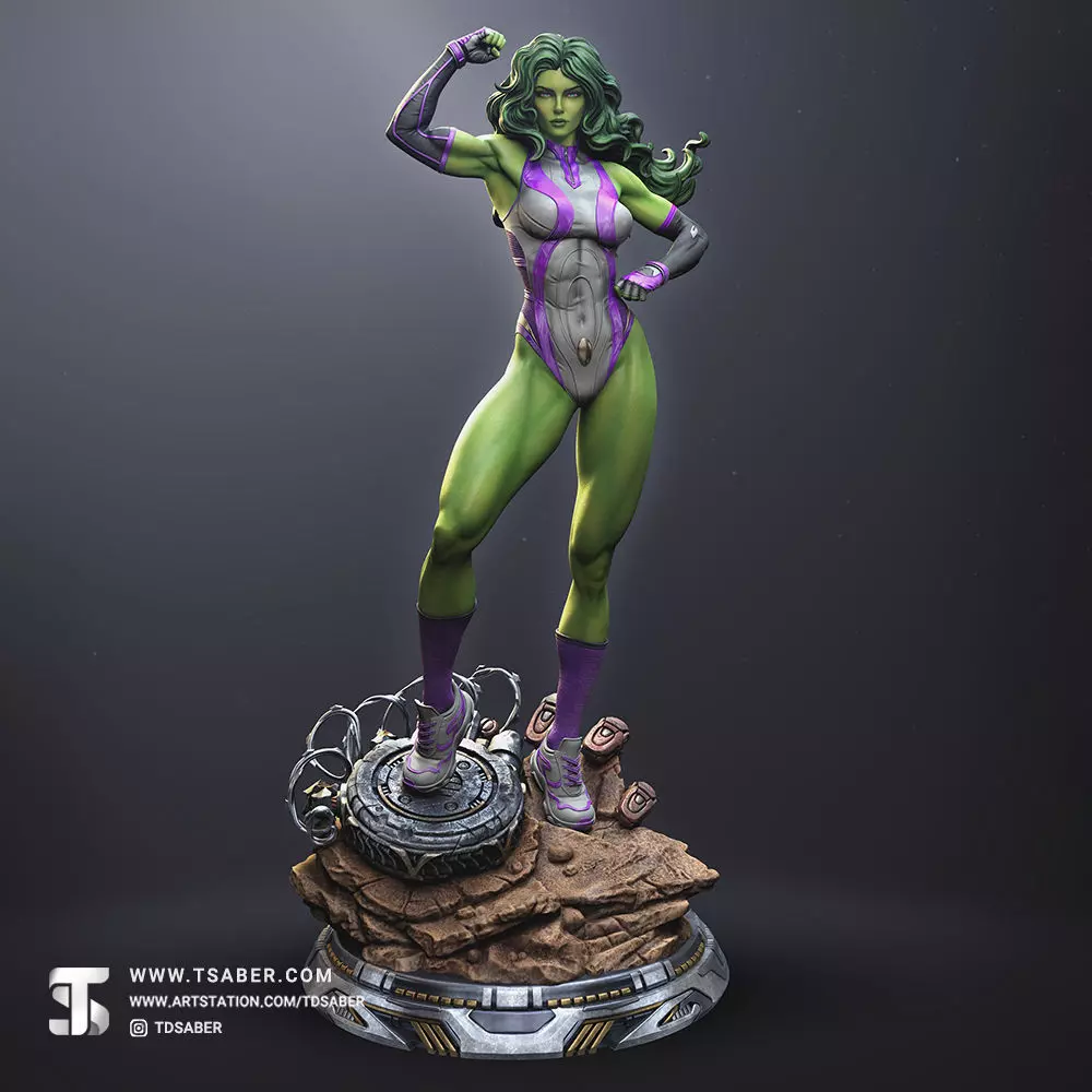 She-Hulk Statue 3D print model_1