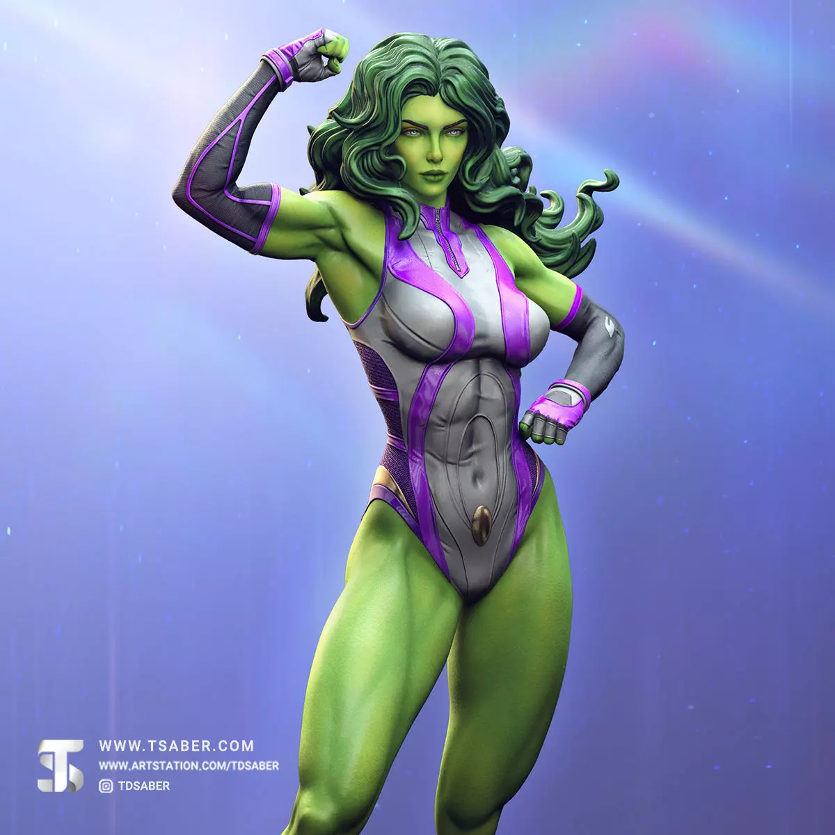 She-Hulk Statue 3D print model_5