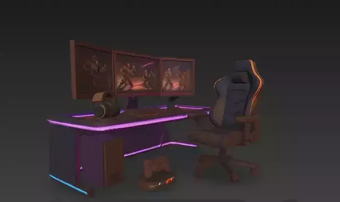 RGB Esports Battlestation Sculpture - Immersive Gaming Setup 3D model 3