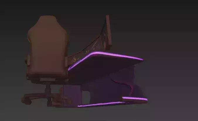 RGB Esports Battlestation Sculpture - Immersive Gaming Setup 3D model 5