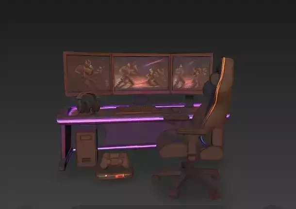 RGB Esports Battlestation Sculpture - Immersive Gaming Setup 3D model
