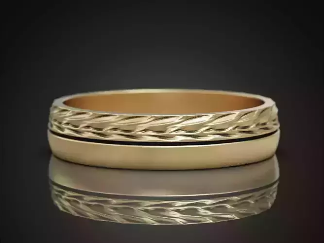 Ornamental ring with woven pattern and textured surface 3D print model
