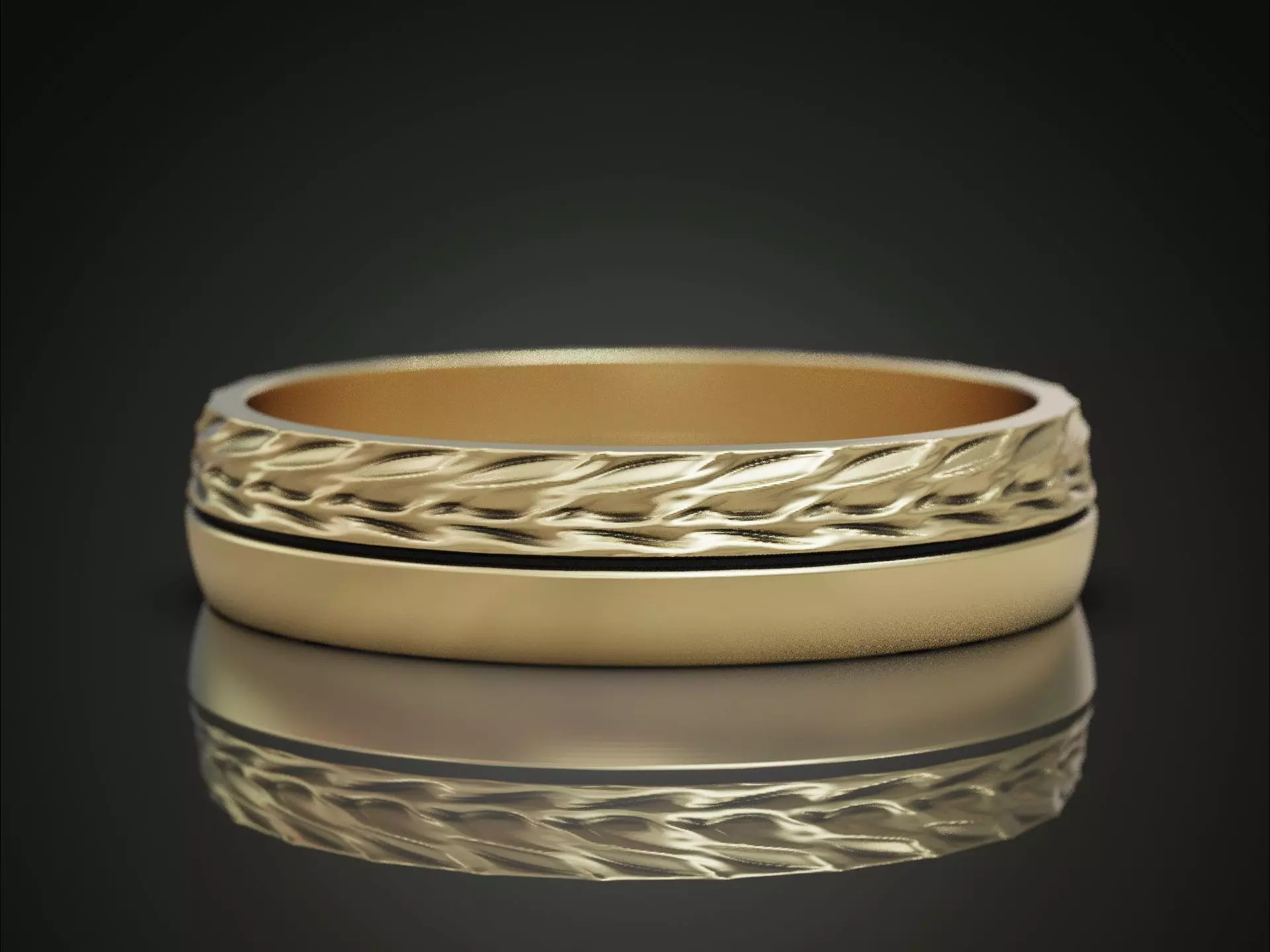 Ornamental ring with woven pattern and textured surface 3D print model_0