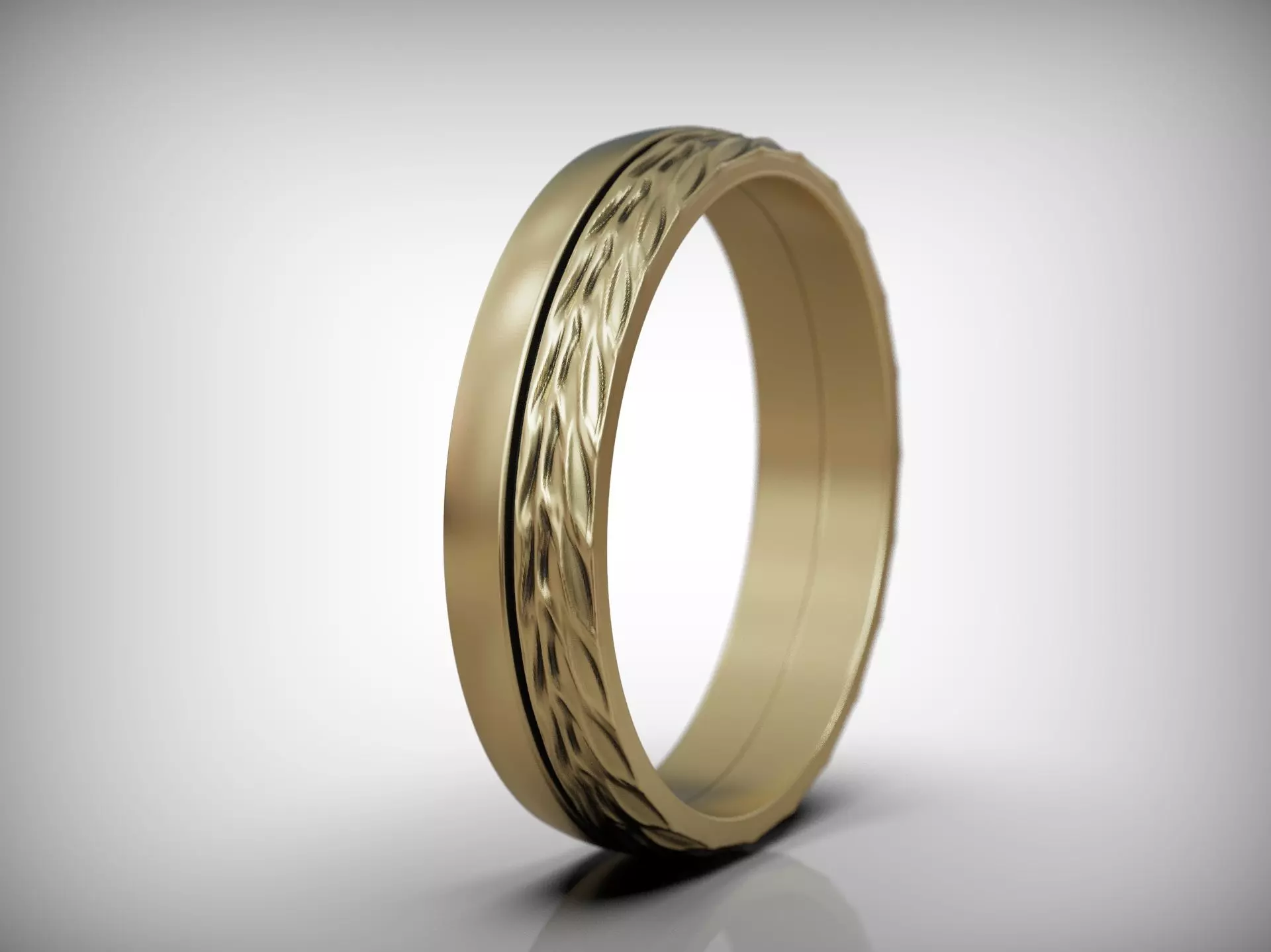 Ornamental ring with woven pattern and textured surface 3D print model_7