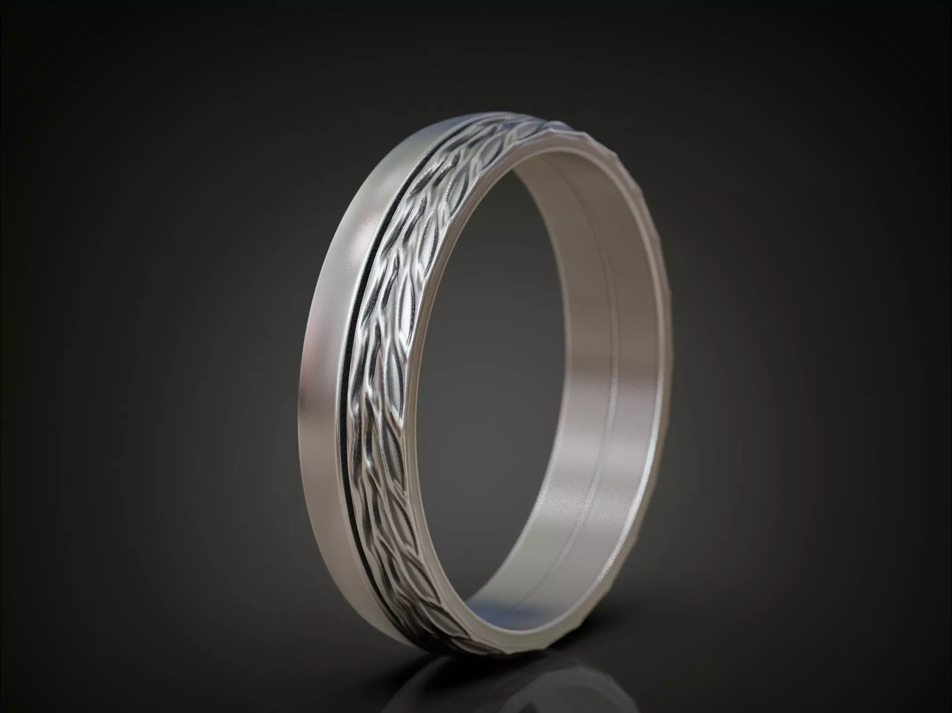 Ornamental ring with woven pattern and textured surface 3D print model_3
