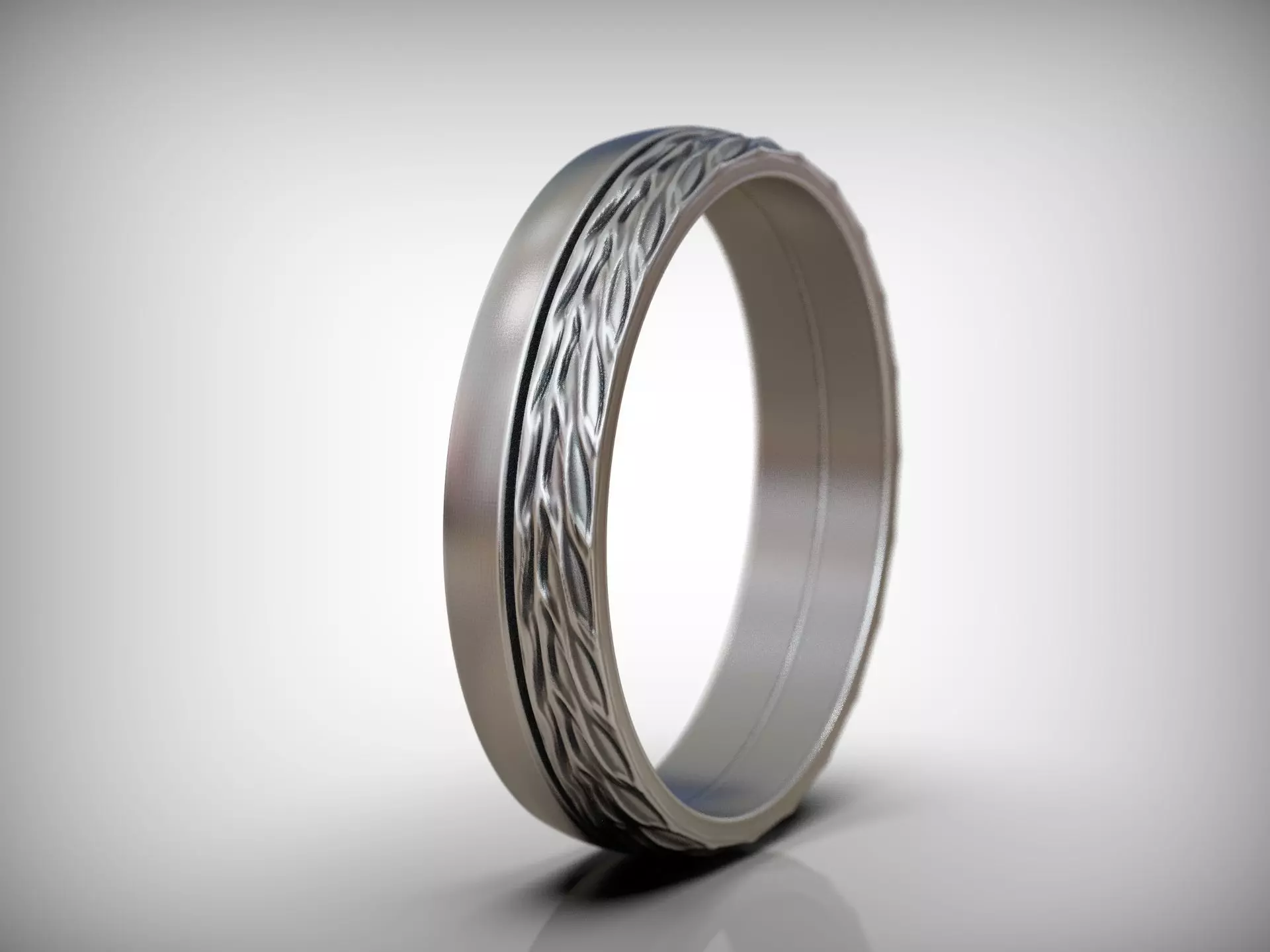 Ornamental ring with woven pattern and textured surface 3D print model_6