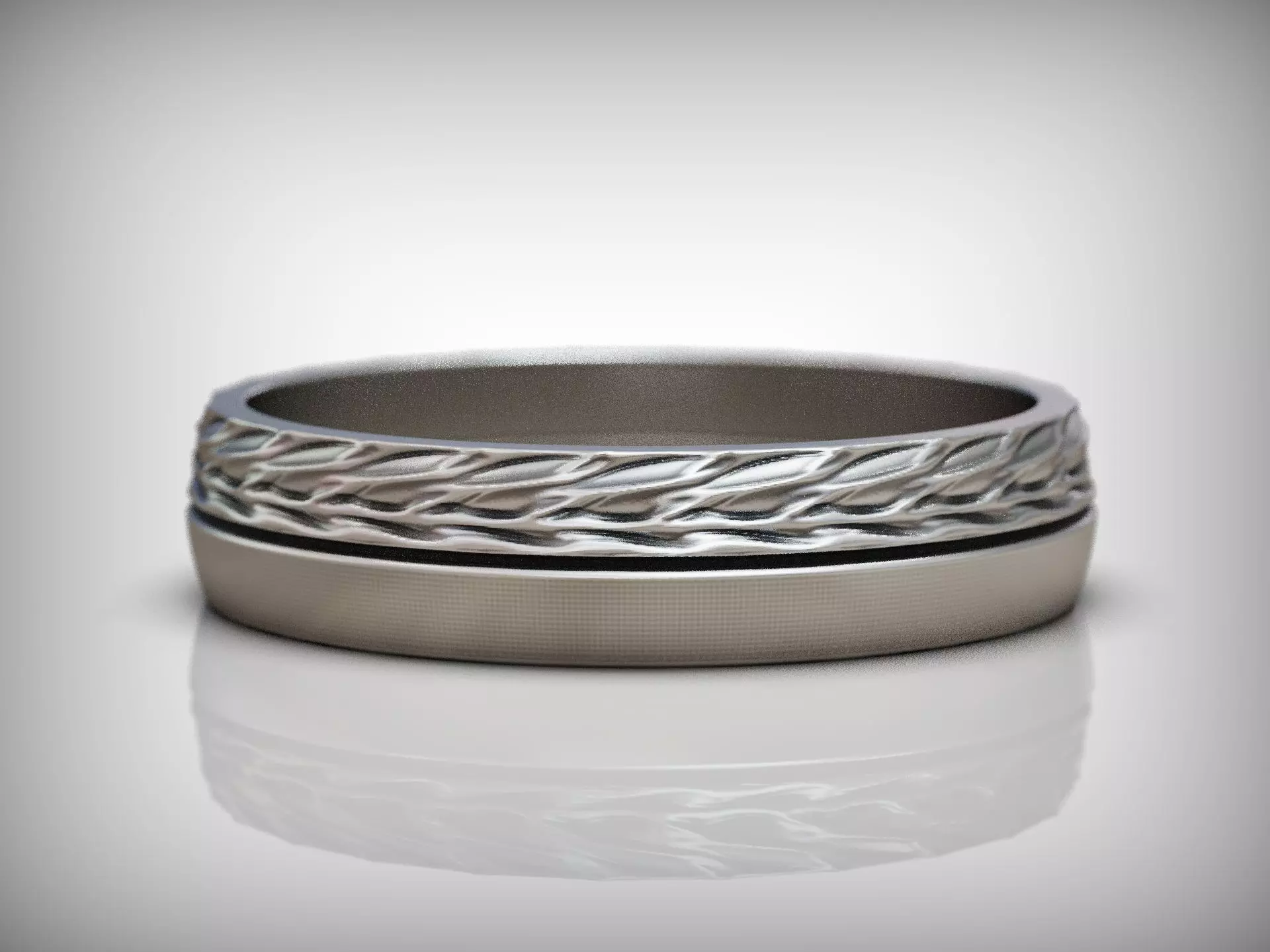Ornamental ring with woven pattern and textured surface 3D print model_5