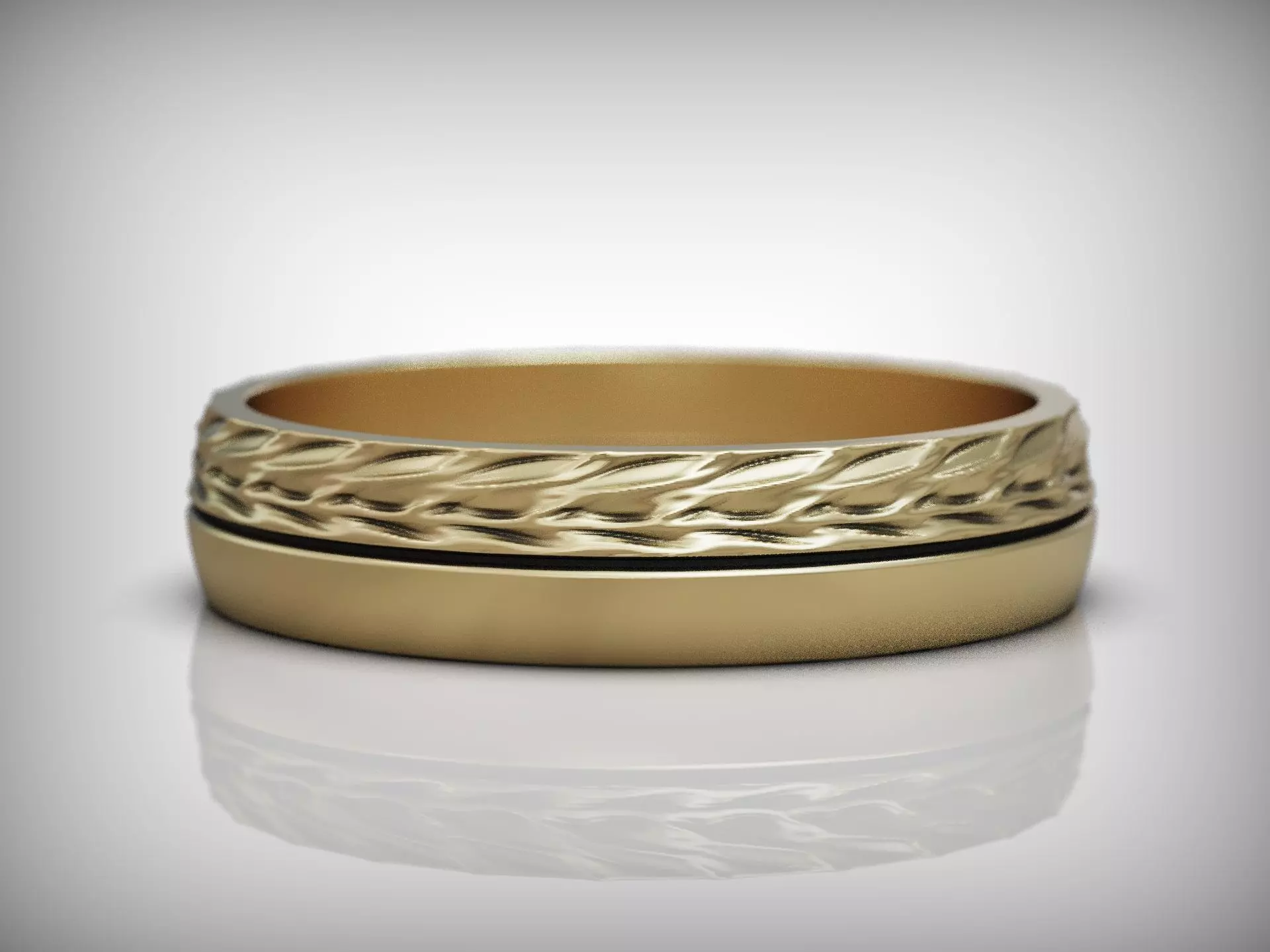 Ornamental ring with woven pattern and textured surface 3D print model_4
