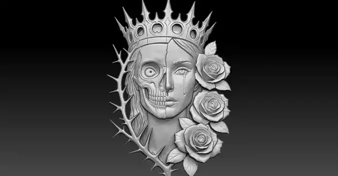 1 skull girl CNC Relief Model