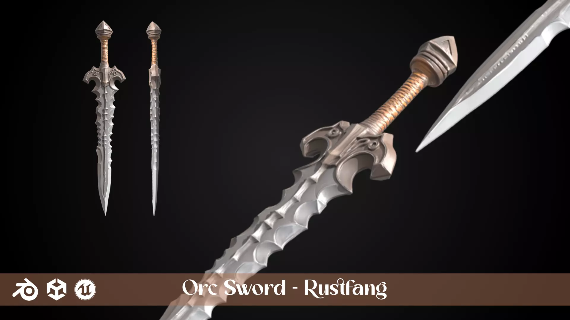 Stylized Orc Sword - Rustfang - Game Ready Free 3D model_0