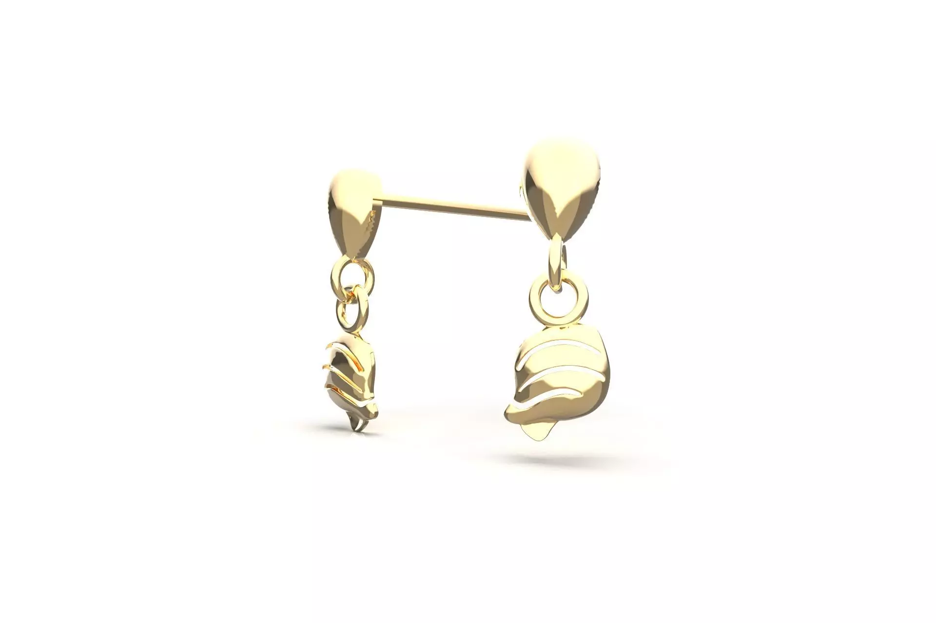 Ocenic Animal Stud and Dangling Earring Pack - Conch Shell 3D print model_6