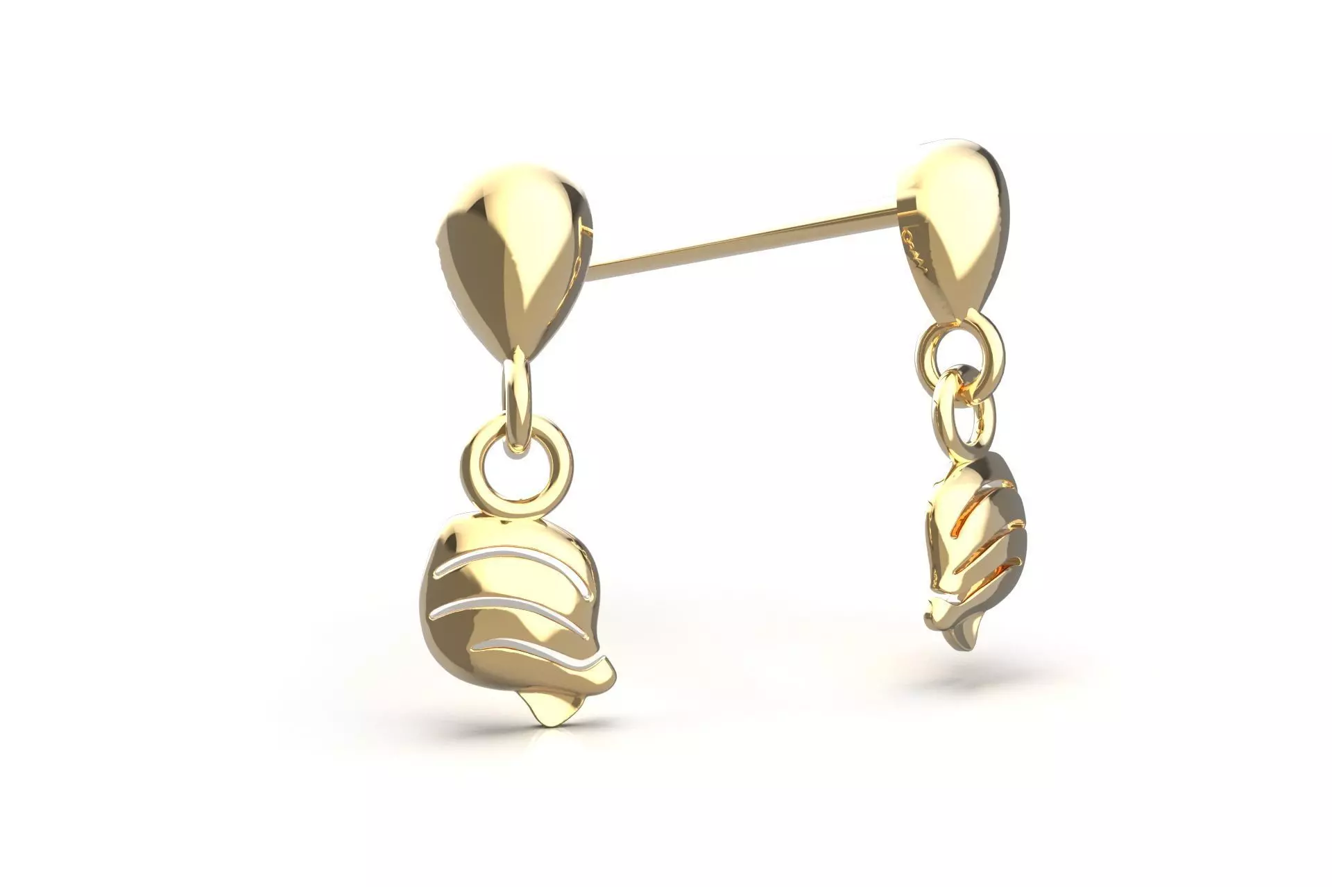 Ocenic Animal Stud and Dangling Earring Pack - Conch Shell 3D print model_7