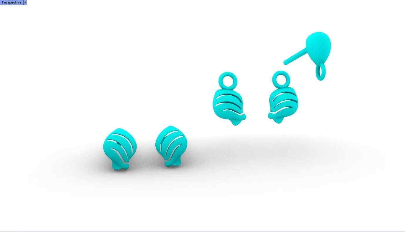 Ocenic Animal Stud and Dangling Earring Pack - Conch Shell 3D print model_25