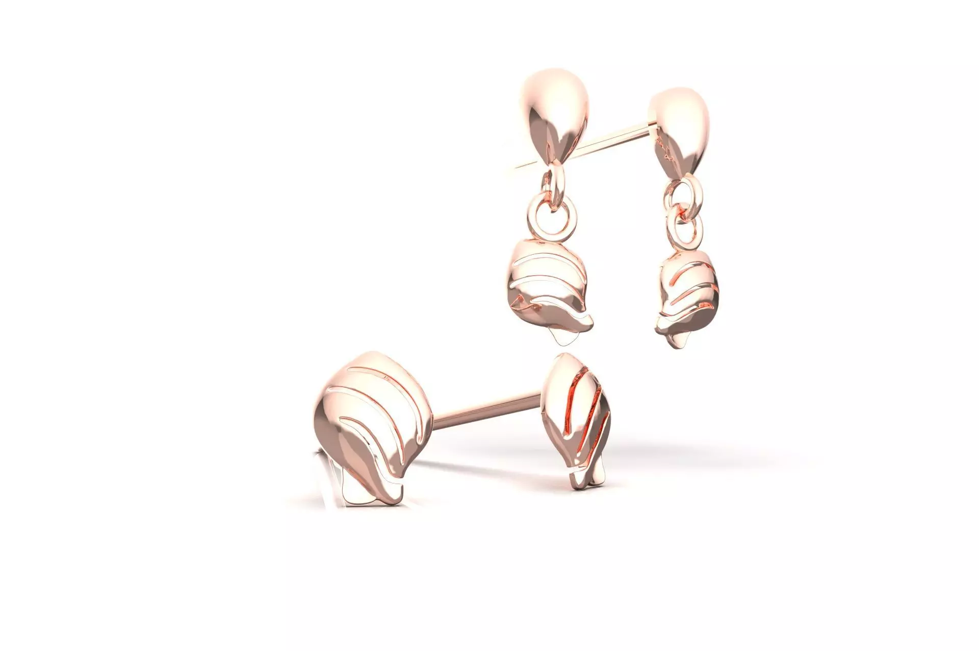 Ocenic Animal Stud and Dangling Earring Pack - Conch Shell 3D print model_9